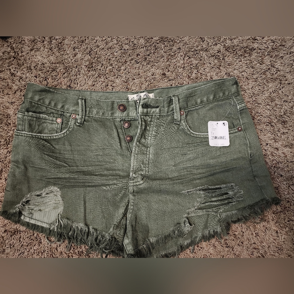 Free People Distressed Denim Jean Shorts